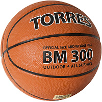 Мяч баск. "TORRES BM300" арт.B02017 р.7, резина, нейлон, корд, бут.камера, тёмно-оранж-чёрный