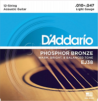 Комплект струн EJ38 Phosphor Bronze для акустической 12-струнной гитары, Light, 10-47