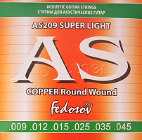 Комплект струн AS209 Copper Round Wound для акустической гитары, медь, 09-45